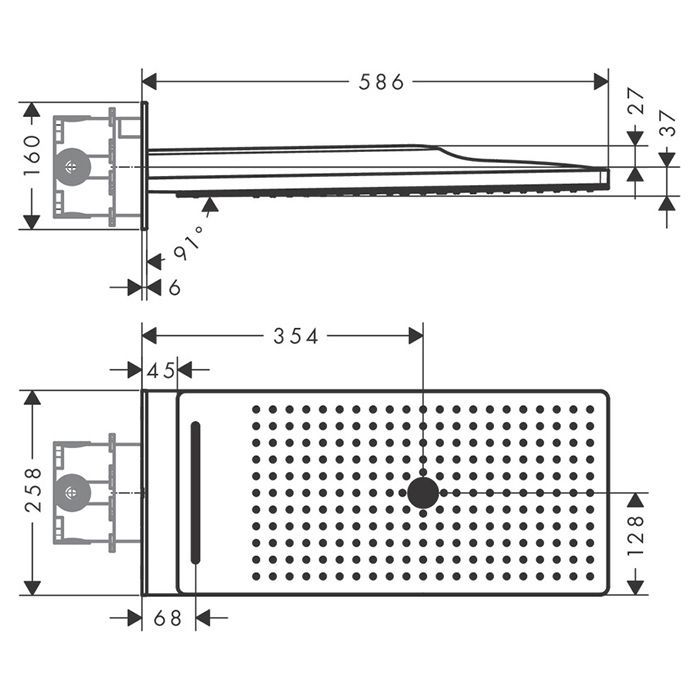 HG Rainmaker Select 580 Верхний душ 586x258мм, настенный, 3jet (Rain, Rainflow Waterfall, MonoRain), цвет: черный/хром HG Rainmaker Select 580 Верхний душ 586x258мм, настенный, 3jet (Rain, Rainflow Waterfall, MonoRain), цвет: черный/хром