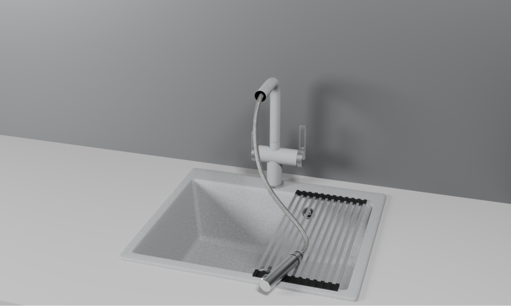 Смеситель для кухни GRANULA с выдвижным изливом и подключением к фильтру (8170, БАЗАЛЬТ), артикул 8170, БАЗАЛЬТ