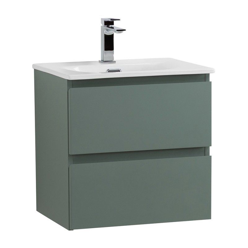 KRAFT 39 База под раковину подвесная с фрезерованными ручками по всей длине фасада с 2 выкатн. ящ.,Голубой Мат.,500x395x500,KRAFT 39-500/390-2C-SO-AO, артикул KRAFT 39-500/390-2C-SO-AO