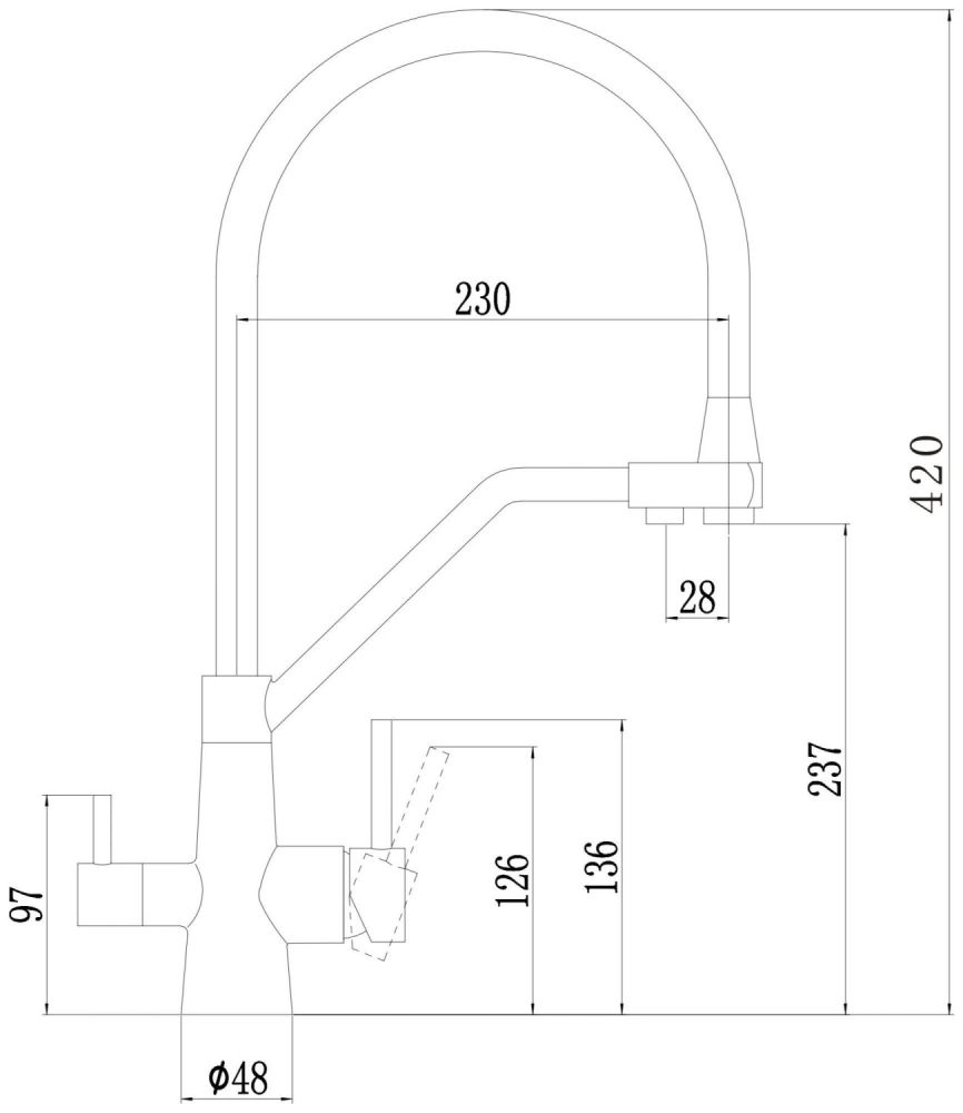 Смеситель для кухни под фильтр питьевой воды Fmark (FS0662-XL04), артикул FS0662-XL04