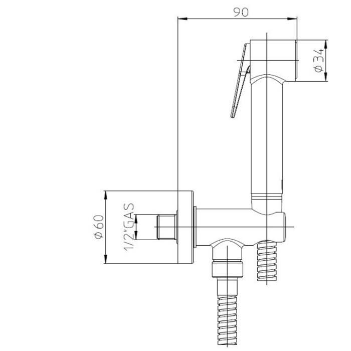 BOSSINI PALOMA Гигиенический душ с держателем с подводом воды, шланг 1250 мм., цвет хром BOSSINI PALOMA Гигиенический душ с держателем с подводом воды, шланг 1250 мм., цвет хром
