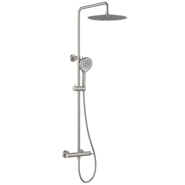 Смеситель Lemark Beluga для душа с регулируемой высотой штанги и лейкой верхнего душа «Тропический дождь» (LMF-8025B-BN)