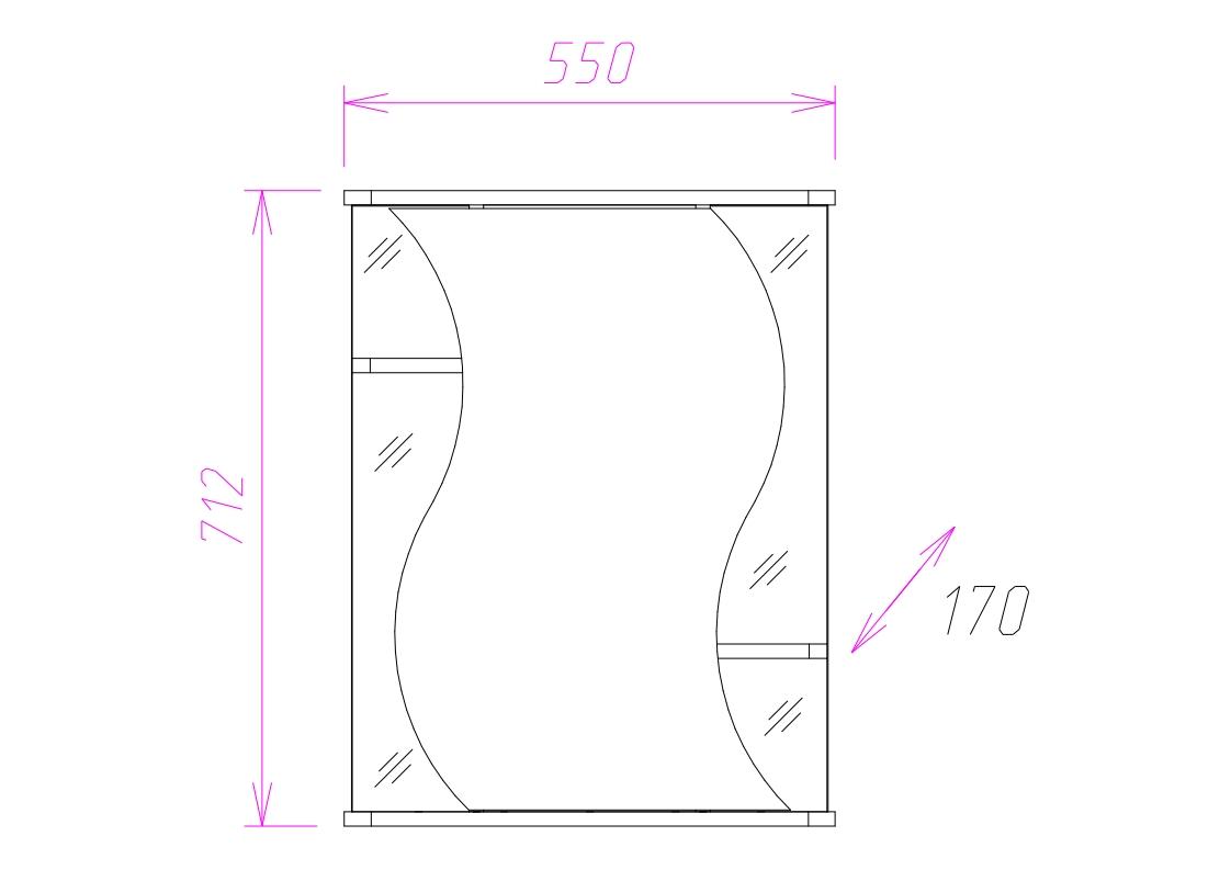 Шкаф-зеркало Onika Лилия 55 белый, универсальный