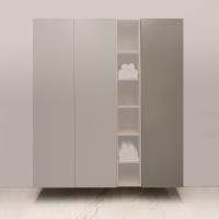 Burgbad Пенал подвесн 500хh1960х378 мм, RX, петли справа, с дверцой push-open, 4мя стеклян полками (отделка со всех сторон), цвет:Grey mattцена)