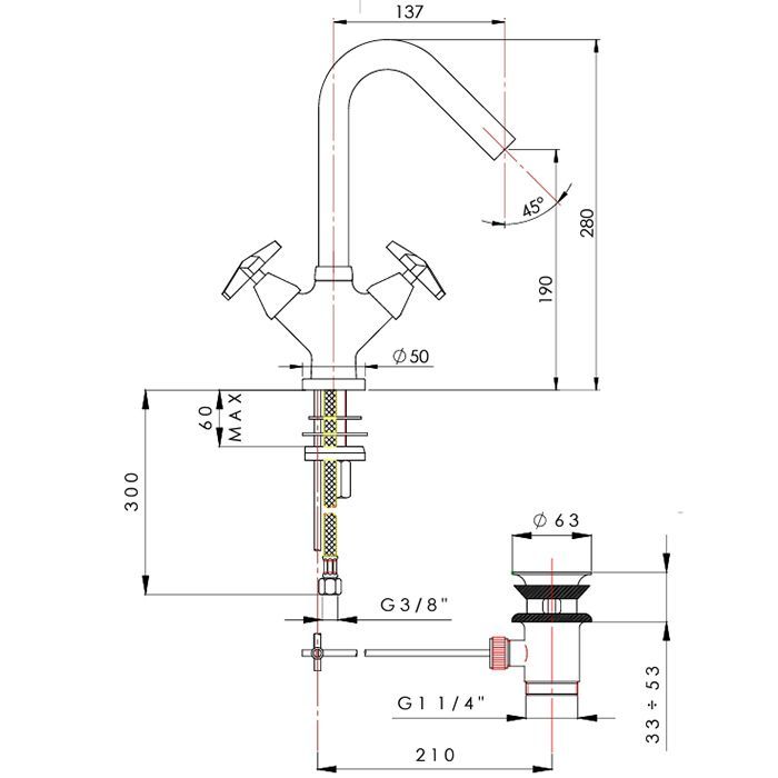 Nicolazzi Star  Смеситель  для раковины , с донным клапаном , цвет хром, артикул 4836CRA1