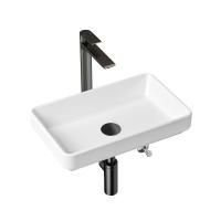 Комплект 5 в 1 Lavinia Boho Bathroom Sink Slim 21510009, накладная фарфоровая раковина 55 см, смеситель, латунный сифон, донный клапан quick-clac, угловые вентили 2 шт.