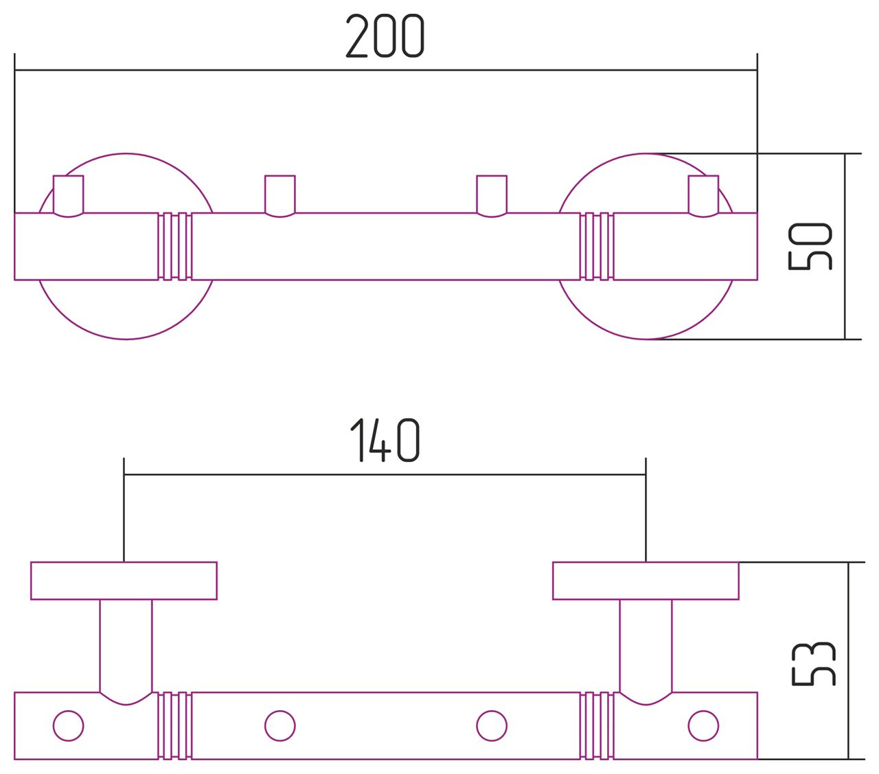 Полотенцедержатель, Сунержа, КАНЬОН, с 4-я крючками, ширина, мм-200, глубина, мм-53, высота, мм-50, тип установки-настенный, материал-нержавеющая сталь, крепления в комплекте, цвет-золото