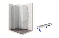 Душевой уголок Ambassador Queen 11011101-ST3, полукруглый, линейный трап, 90х90