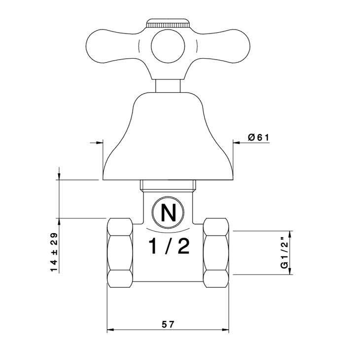 Nicolazzi Nuova Brenta Запорный вентиль 1/2", цвет: хром Nicolazzi Nuova Brenta Запорный вентиль 1/2", цвет: хром