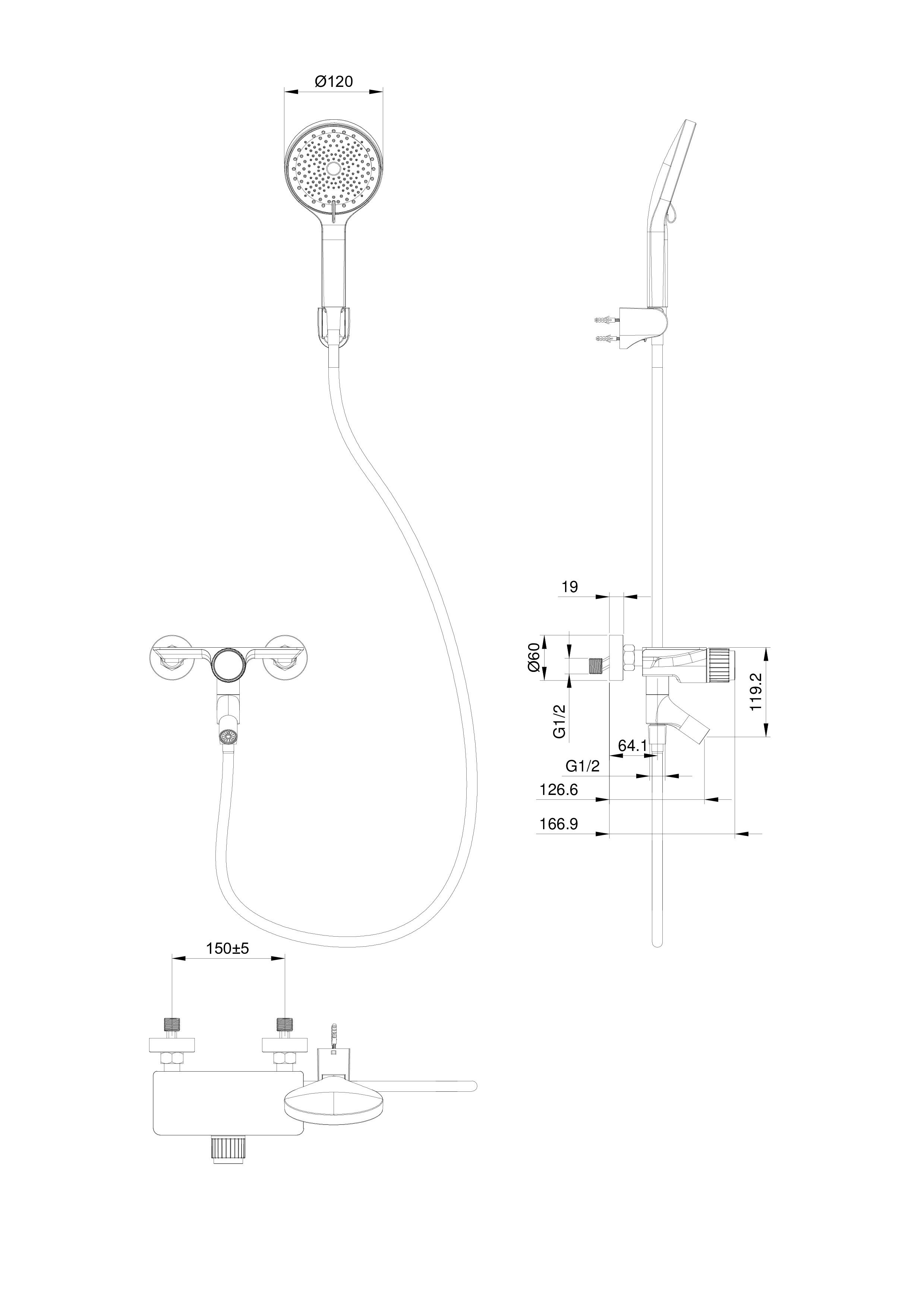Смеситель для ванны с душем WONZON & WOGHAND CLICK, Брашированное золото (WW-FE05L221-BG) Смеситель для ванны с душем WONZON & WOGHAND CLICK, Брашированное золото (WW-FE05L221-BG)