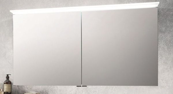 Puris Aspekt, зеркальный шкаф 120 см (2 двери) с верхней и нижней Led подсветкой, цвет серый матовый