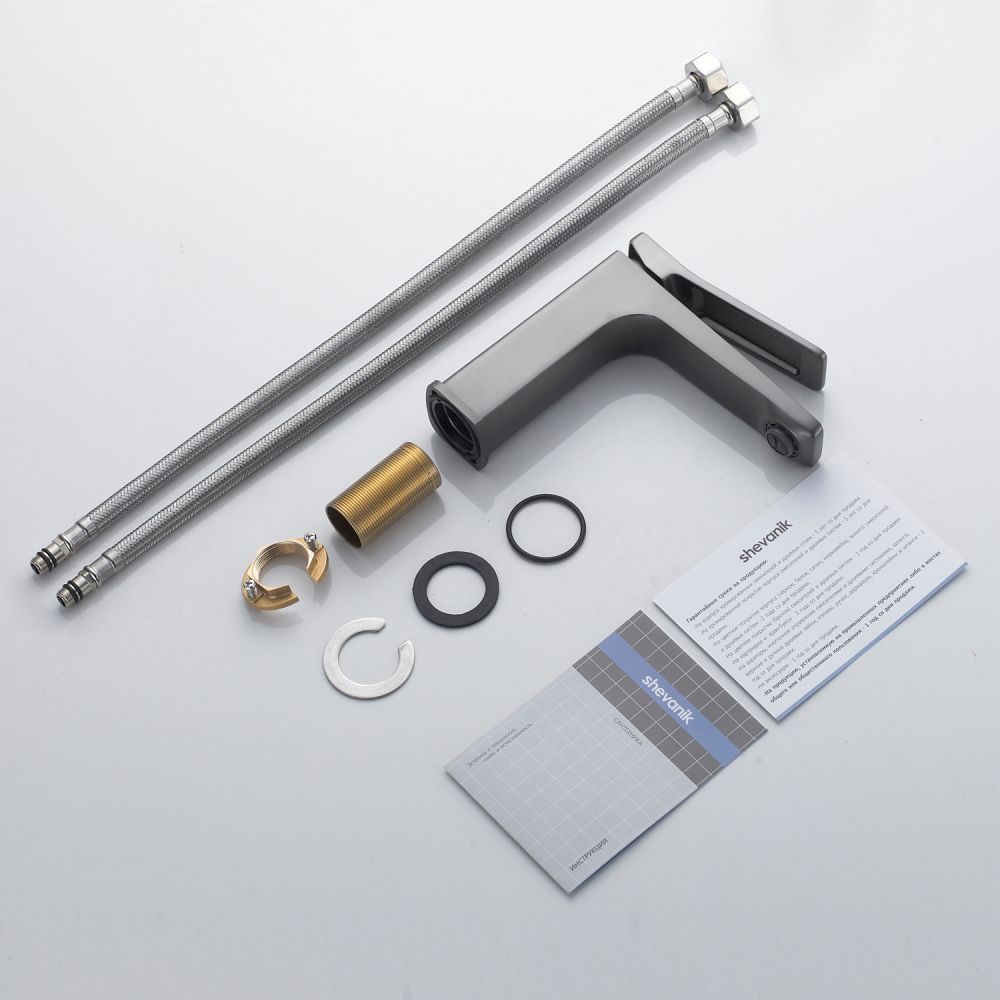 Смеситель для раковины Shevanik S4601T, оружейная сталь