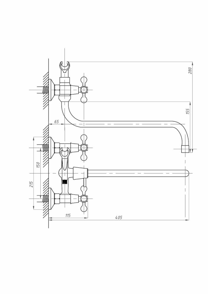 Смеситель для ванны с душем FAUZT FZs-471-06 тип См-ВУДРНШлА, артикул FZs-471-06