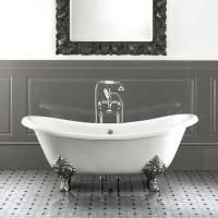 Devon Cherie Ванна чугунная (без отв-й для смесит),1685х760хh680 см, цвет: белый, ножки Flora полиров. аллюминий(без слива-перел)