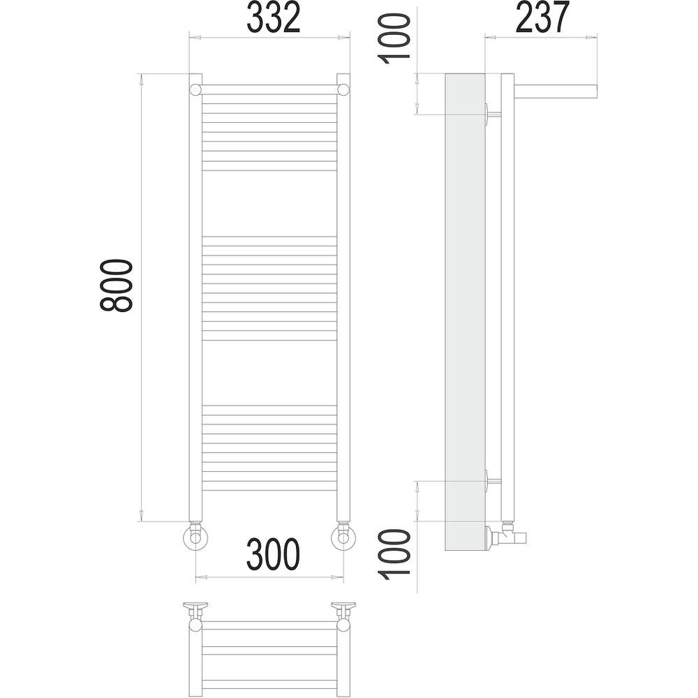 Полотенцесушитель водяной с полкой Terminus Аврора П16 30х80