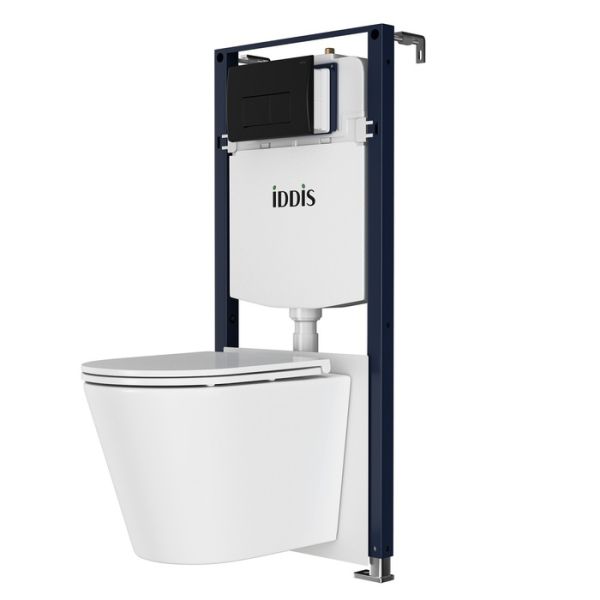 Комплект 3в1: подвесной унитаз, инсталляция и черная клавиша смыва IDDIS Calipso Q (CAQPO1MBi73)