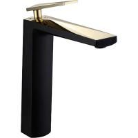Смеситель для умывальника высокий VENTURO черный + золото