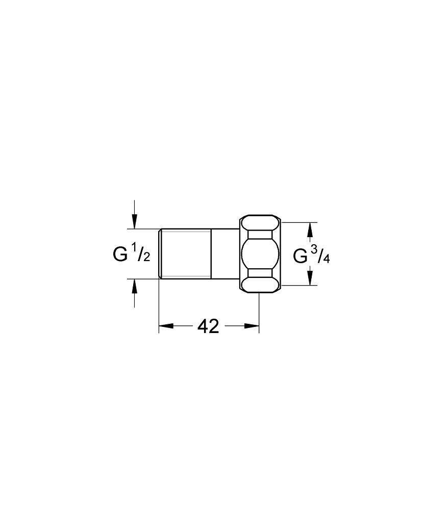 Переходник 3/4 x 1/2 GROHE, хром (12422000) Переходник 3/4 x 1/2 GROHE, хром (12422000)