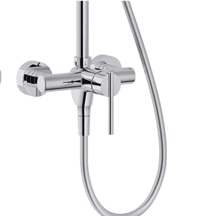 HUBER Valencia Душ система с однорыч смесителем, верхним душем d 20 см и ручной лейкой d12см , H80/180см, цвет хром цена с нашего склада)