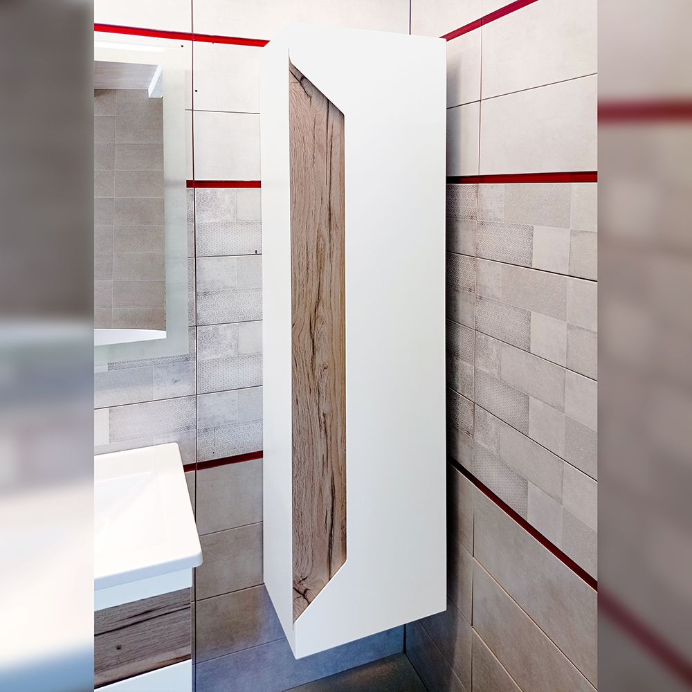 Пенал Бриклаер Брайтон 38 см, белый/дуб, артикул 4627125415746