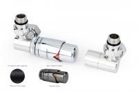 Автоматический терморегулятор 3D левый G 1/2" НР х G 3/4" НГ (набор) (Тёмный титан муар - Чёрный хром)