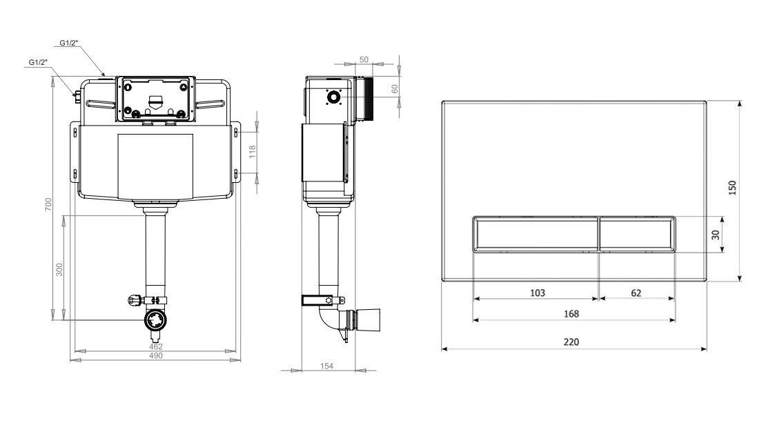 Комплект 2 в 1 бачка скрытого монтажа для приставного унитаза Lavinia Boho Relfix 77030042