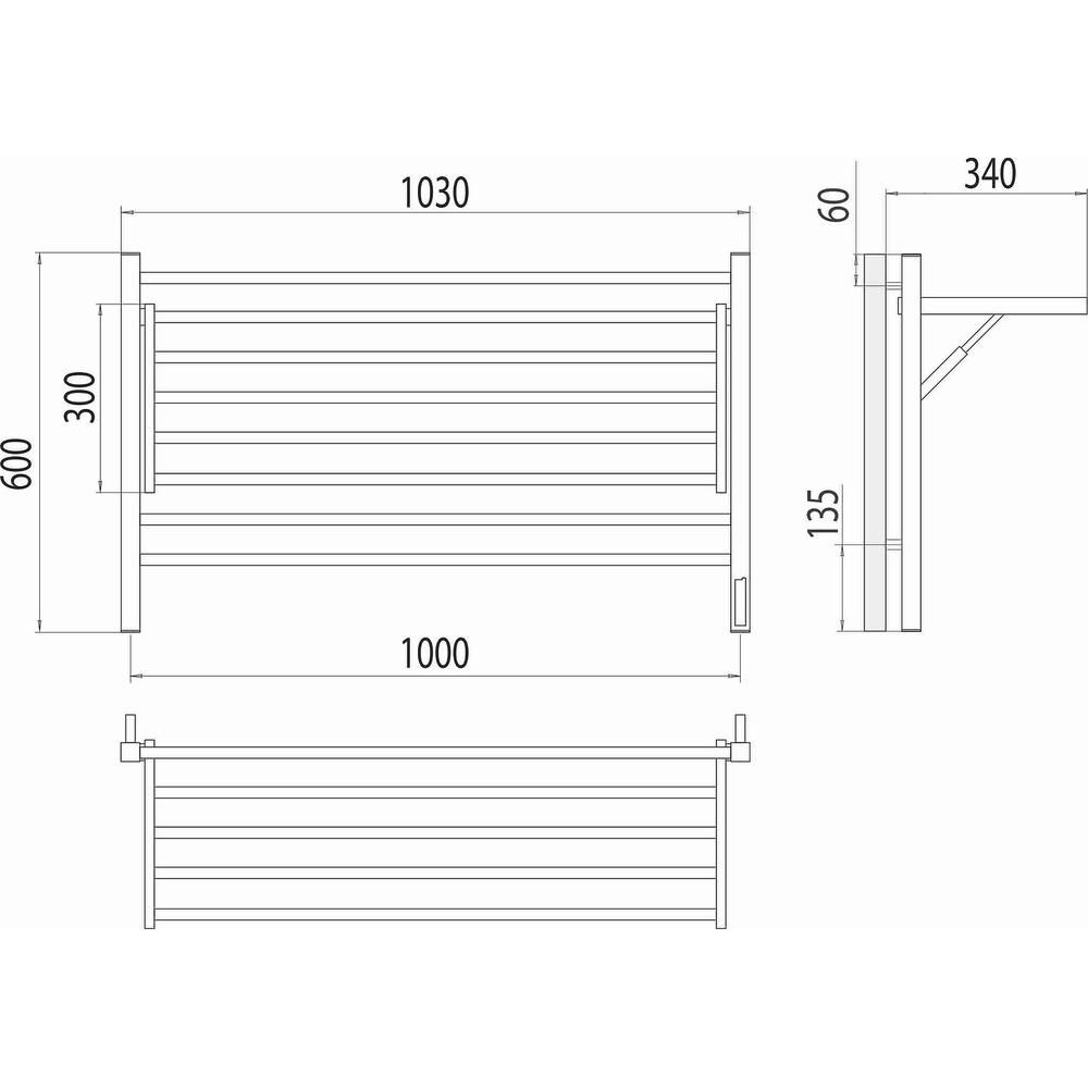 Полотенцесушитель электрический Terminus Горизонт П8 100х60, артикул 4670078543271