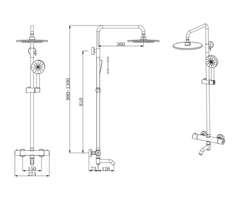 Душевая система с термостатом Bronze de Luxe SCANDI 11060C, хром, артикул 11060C