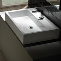 Раковина, Globo, STONE, ширина, мм-800, глубина, мм-500, высота, мм-140, тип установки-подвесной/накладной, отверстия для смесителя-1, с переливом, материал-керамика, крепления в комплекте, цвет-белый