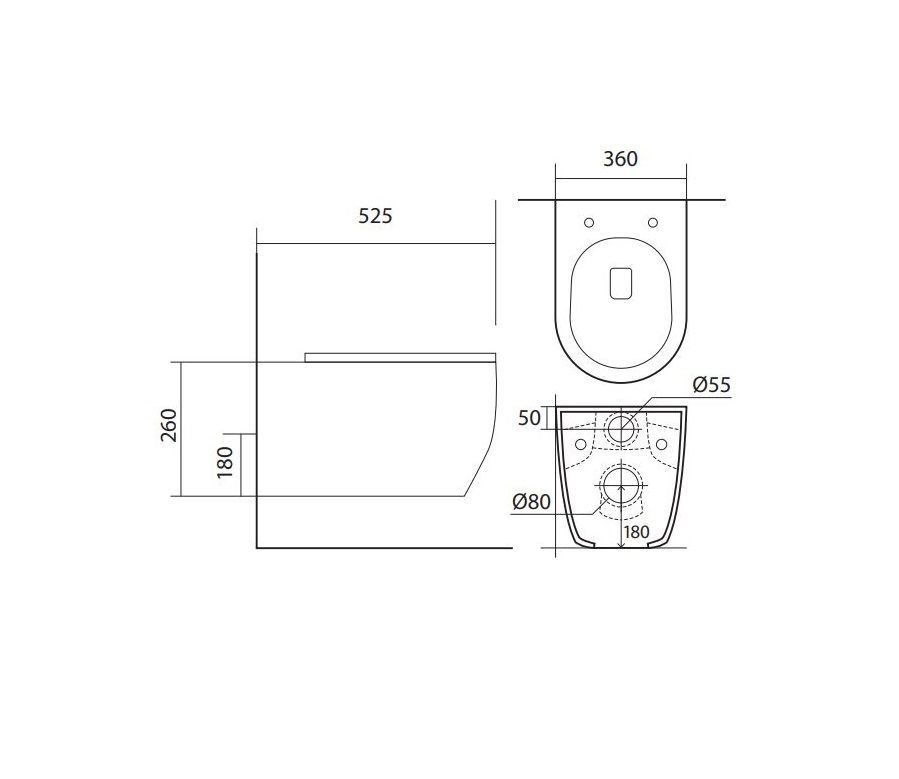 Унитаз подвесной безободковый AQUATEK ЕВРОПА AQ1106L-00 525*360*260 мм, горизонтальный выпуск, тонкое сиденье с механизмом плавного закрывания, крепеж Унитаз подвесной безободковый AQUATEK ЕВРОПА AQ1106L-00 525*360*260 мм, горизонтальный выпуск, тонкое сиденье с механизмом плавного закрывания, крепеж