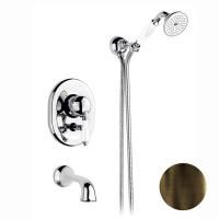 Nicolazzi P.m. Blanc Смеситель для ванны однорычажный, встраиваемый, с изливом 160мм и ручным душем, ручки белая керамика, цвет: тёмная бронза