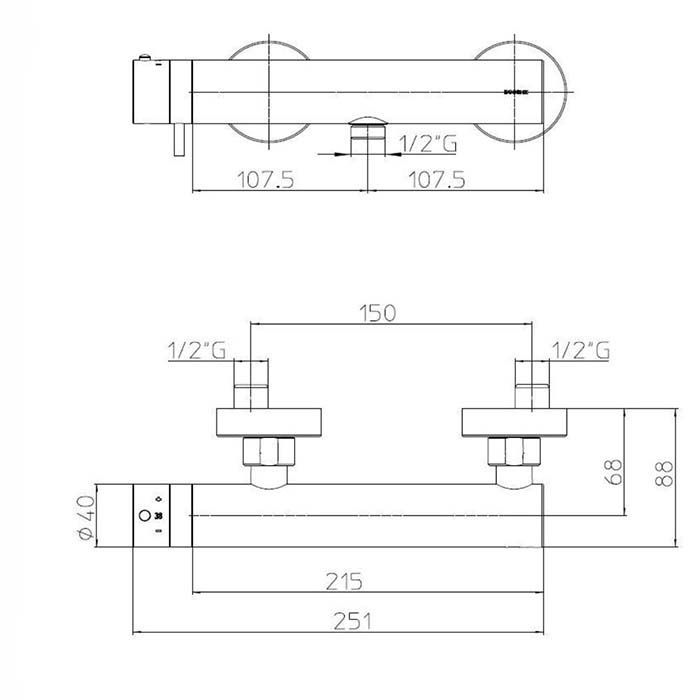 Bossini Oki Смеситель для душа, наружный с выходом на 1/2”, цвет: хром Bossini Oki Смеситель для душа, наружный с выходом на 1/2”, цвет: хром