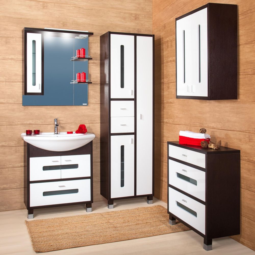 Шкаф навесной Бриклаер БАЛИ 65 см, венге/белый