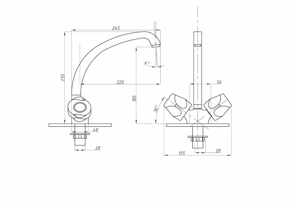 Смеситель для кухни FAUZT FZs-293-76 тип См-МДЦБА, артикул FZs-293-76