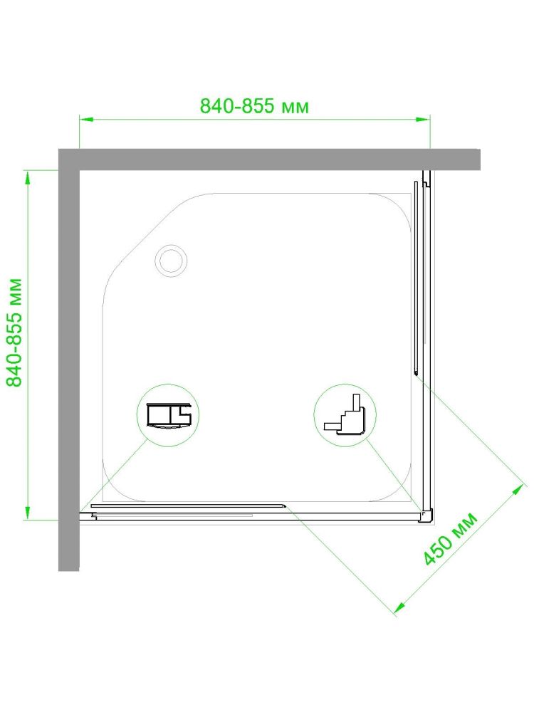 Душевой уголок Royal Bath RB HPD-C-ST 85х85х200 (матовое), артикул RB85HPD-C-ST