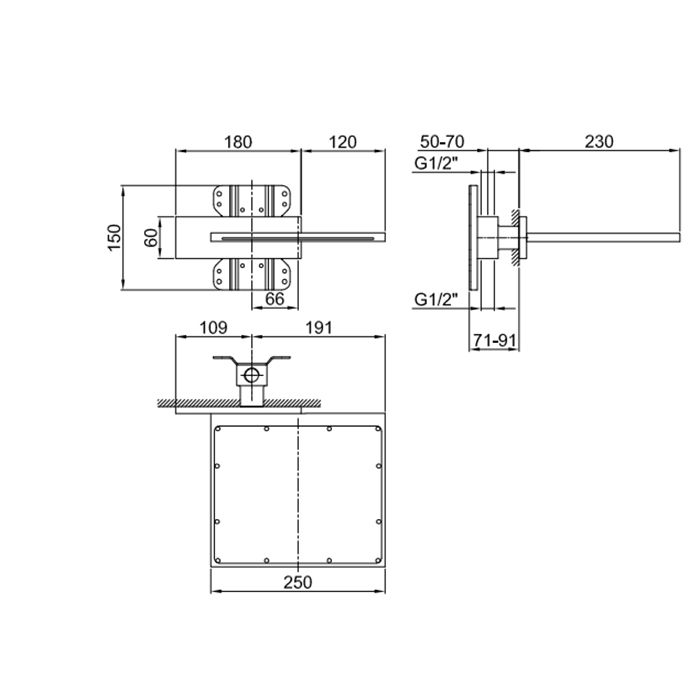Внутренняя часть, Fantini, назначение-для верхнего душа, без каскадной струи, стандарт подвода воды-1/2", комплектация-пластиковые заглушки, звукоизолирующий полистирол, влагощитные прокладки