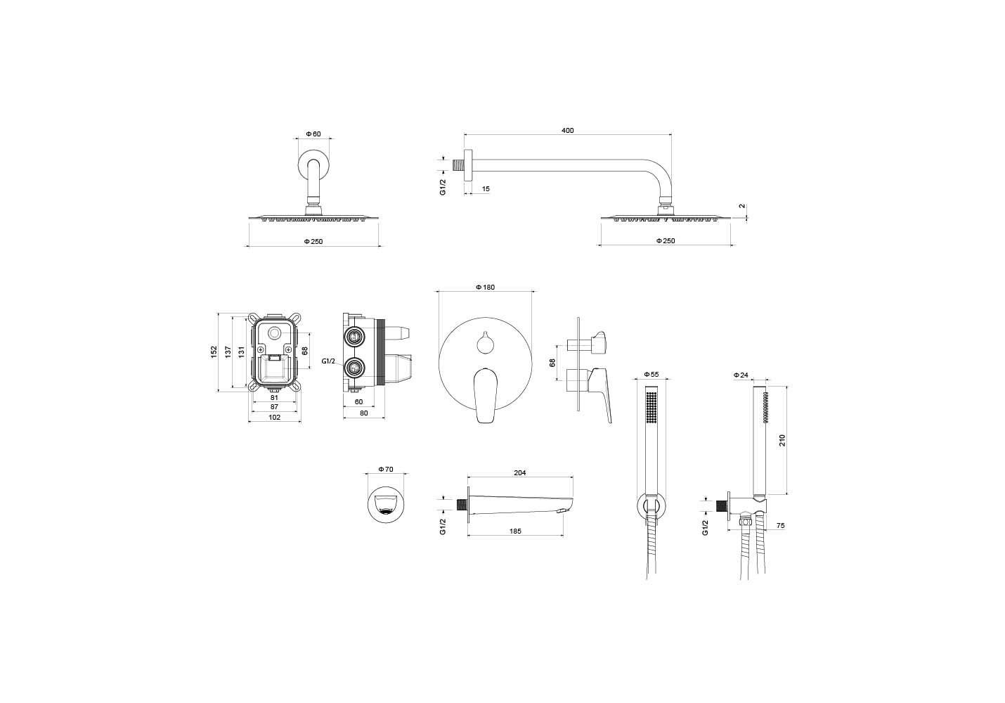 Set 4 в 1 душевой комплект AQUATEK AQ1173CR БЕТТА Set 4 в 1 душевой комплект AQUATEK AQ1173CR БЕТТА