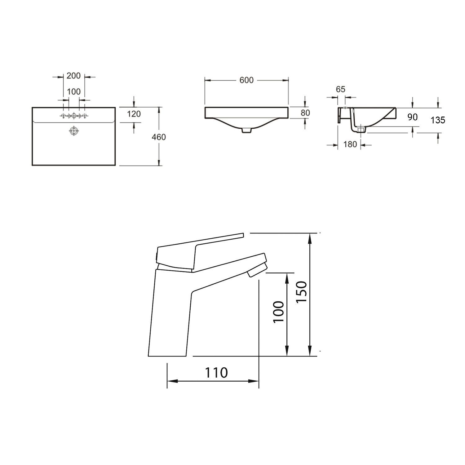 Комплект 2 в 1 Lavinia Boho Bathroom Sink 21510271, врезная фарфоровая раковина 60 см, смеситель