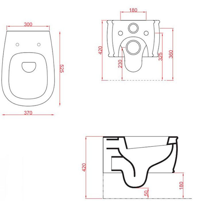 Artceram AZULEY Унитаз подвесной 36*52см c креплением, цвет черный