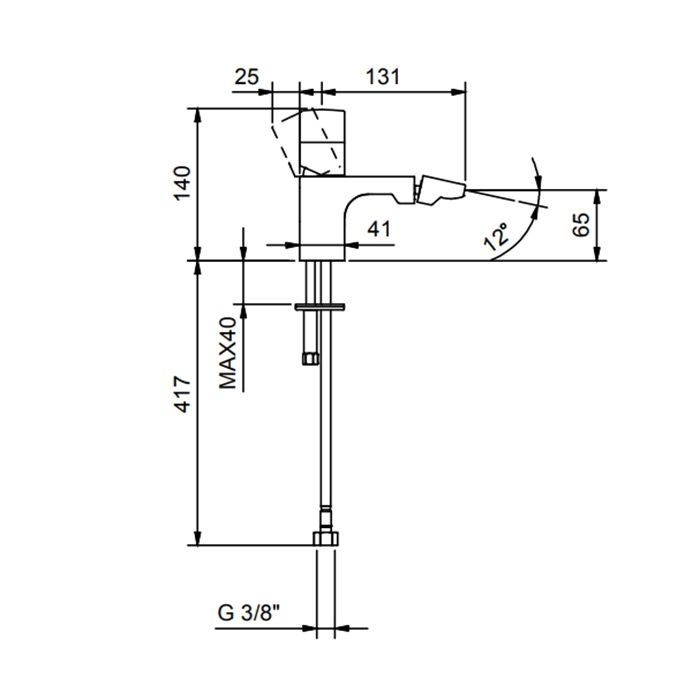 Fantini Nice Смеситель для биде, 1 отв., излив 130ммбез донного клапана, цвет: черный матовый