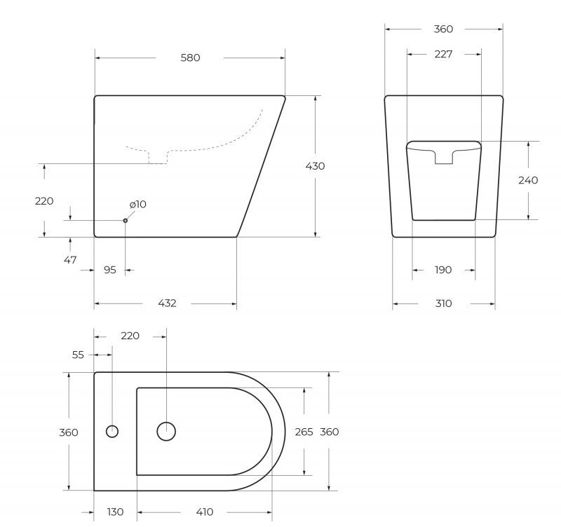 FLAY-R Биде напольное, с крепежом BB1003B, артикул BB1003B