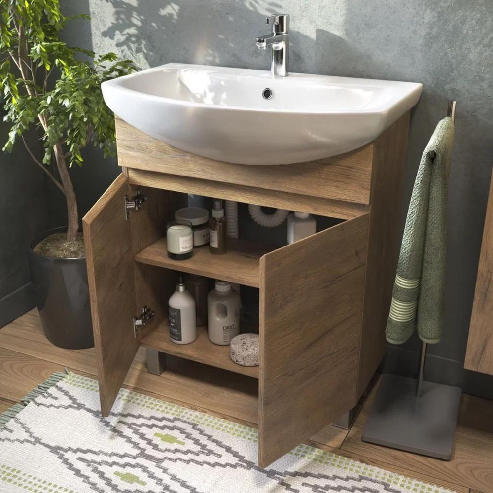 Тумба под раковину напольная VIGO Wing tn.WIN.BAL.70.2D дуб золотой, 70 см, артикул tn.WIN.BAL.70.2D дуб золотой