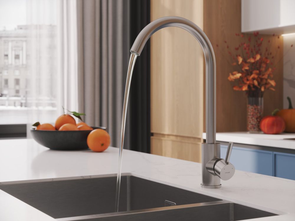 Смеситель для кухни Cersanit COMO однорычажный сатин (68242), артикул 68242