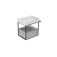 AZZURRA ELEGANCE SQUARED  Структура под раковину 680х445х520 мм., 1 ящик, полотенцедержатель, цвет структуры черный матовый, цвет ящика Cement