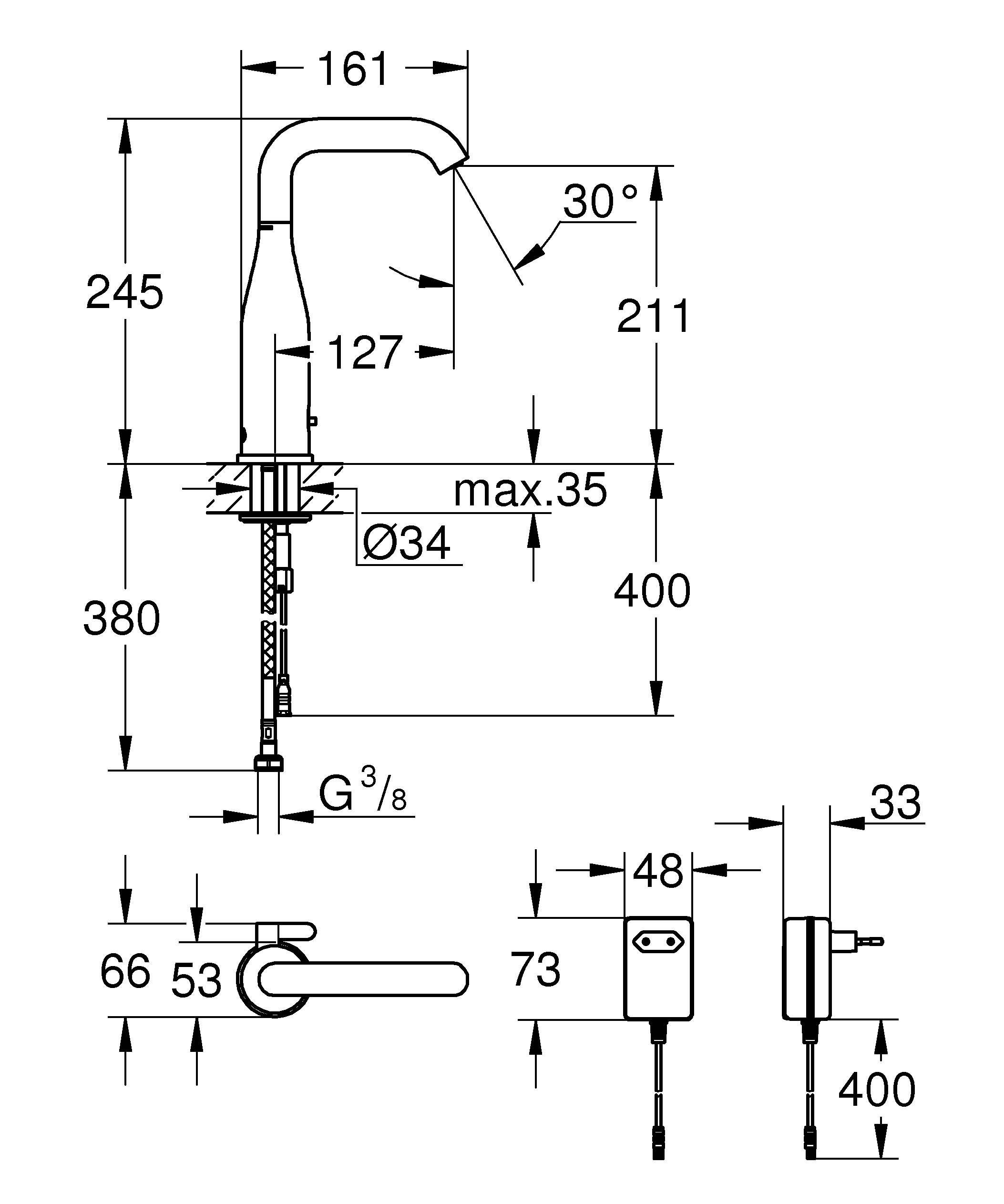 Смеситель инфракрасный для раковины GROHE Essence E, хром (36444000) Смеситель инфракрасный для раковины GROHE Essence E, хром (36444000)
