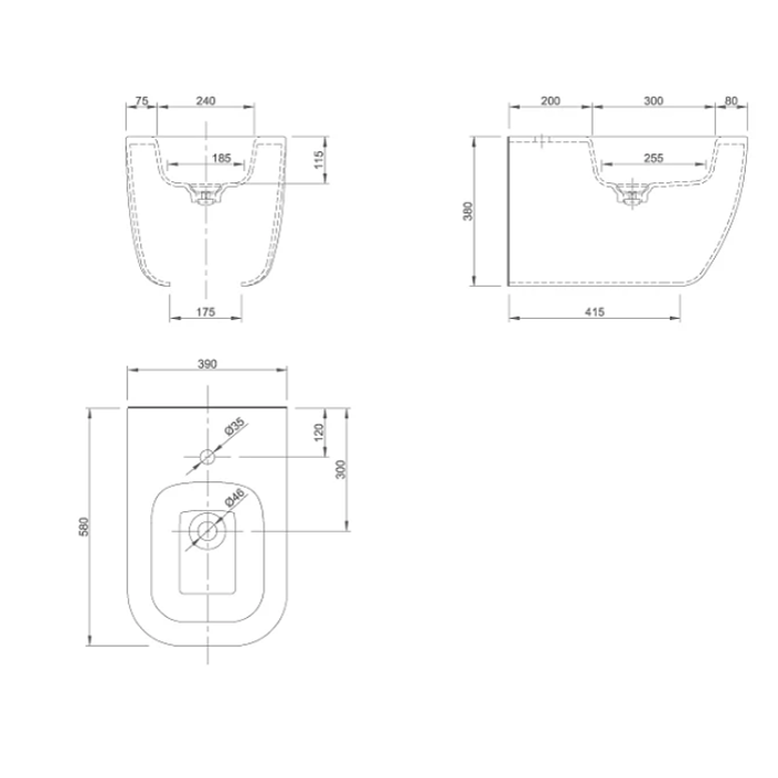 KNIEF Pride Биде подвесное 52х39х33см с 1 отв под смеситель,цвет белый матовый