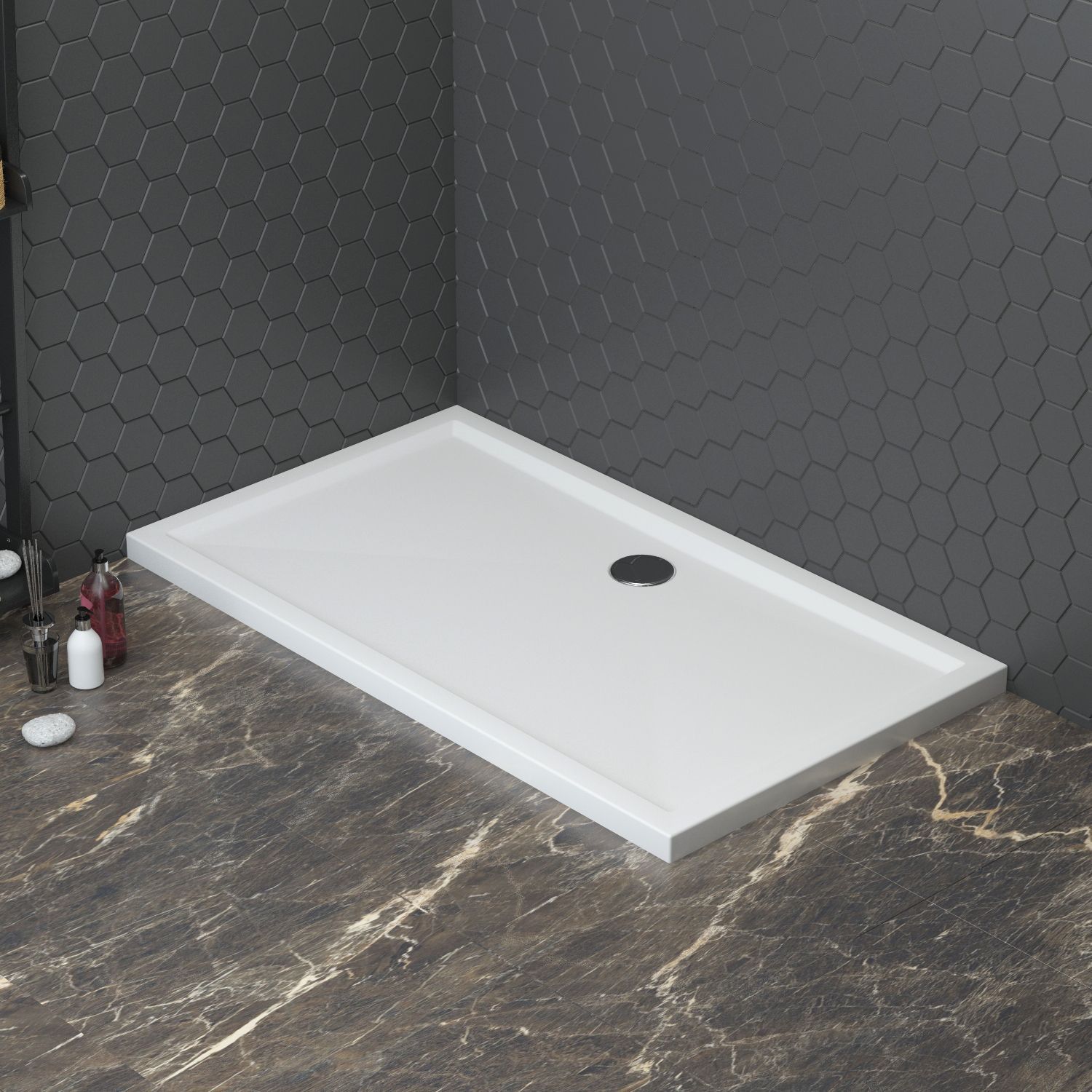 Комплект прямоугольного душевого поддона с сифоном Lavinia Boho One 3701610S, 100 х 90 см