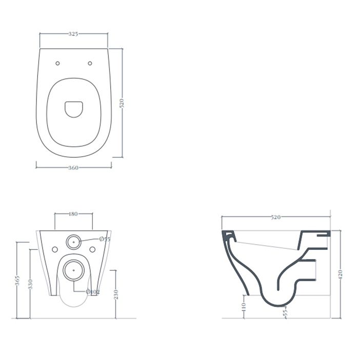 Artceram TEN Унитаз подвесной, 52х36см, безободковый, с крепежом, цвет: белый матовый