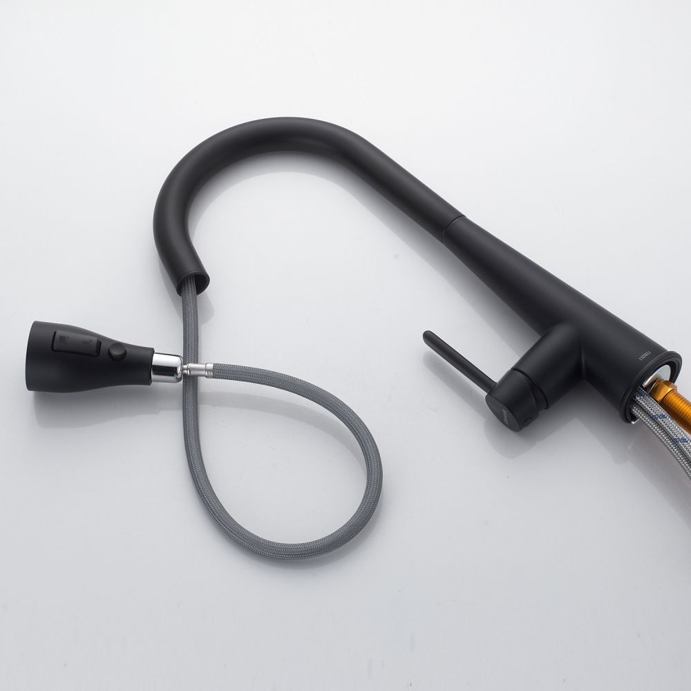 Смеситель для кухни с выдвижным изливом Shevanik S363H, черный