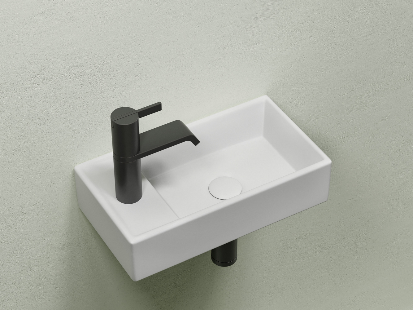 Умывальник подвесной прямоугольный (чаша справа, отверстие под смеситель слева) цвет белый матовый Элемент (Element) 407x217x100, артикул CN6051RMW